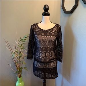 Ralph Lauren black crocheted cover up